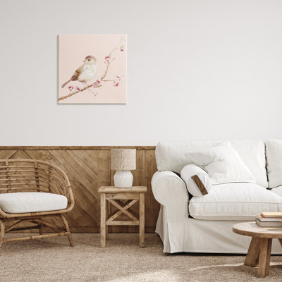 Doux oiseau brun, toile perchée, design par Lisa Wehmeyer