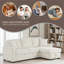 Canapé-lit modulaire en forme de L 90 po avec méridienne réversible avec rangement, coussin central rabattable avec deux porte-gobelets, revêtement en tissu tricoté Warp, canapé modulaire pour le salon-761046392