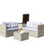 Canapé modulaire d'extérieur 4 pièces gris avec boîte de rangement