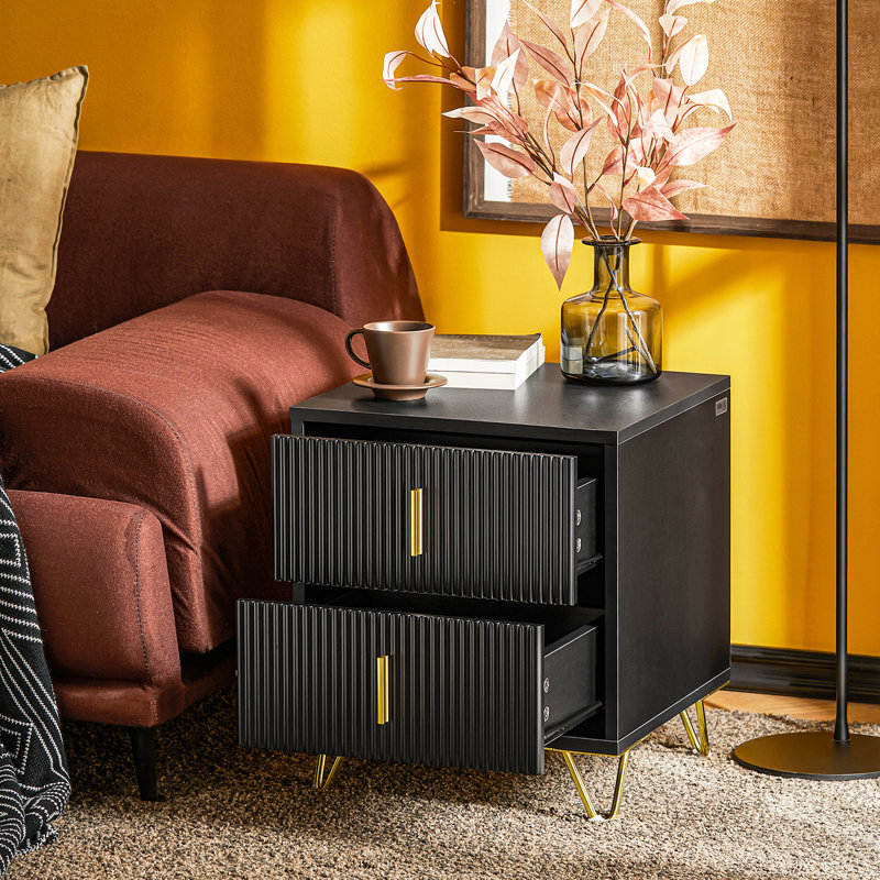 40cm W Bedside Table, Black