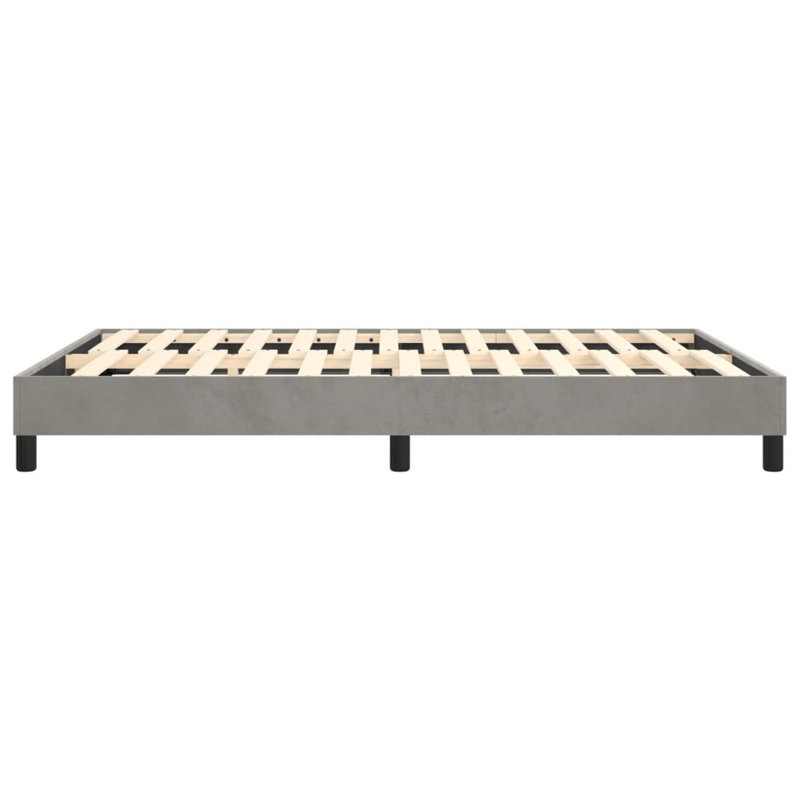 Box Spring Bed Frame Light Grey Full Velvet , Light Gray, Full