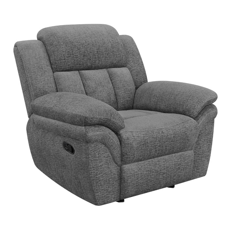 Cassandre Upholstered Glider Recliner Charcoal, Manual, Charcoal Polyester