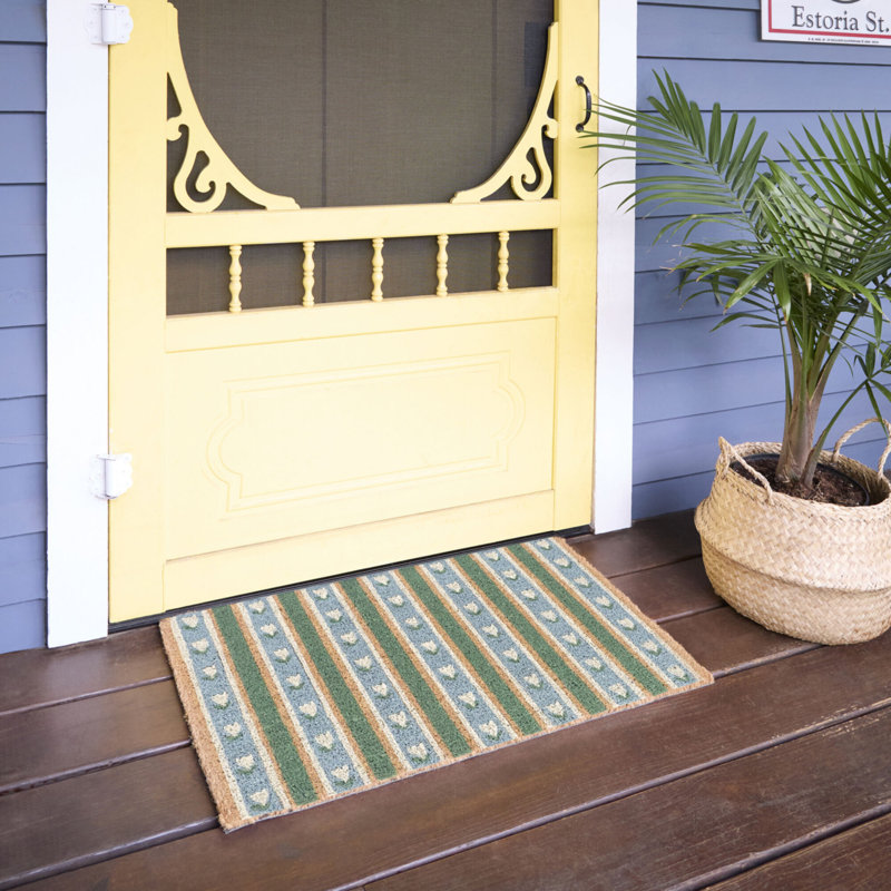 Floral Stripe Blue Classic Doormat
