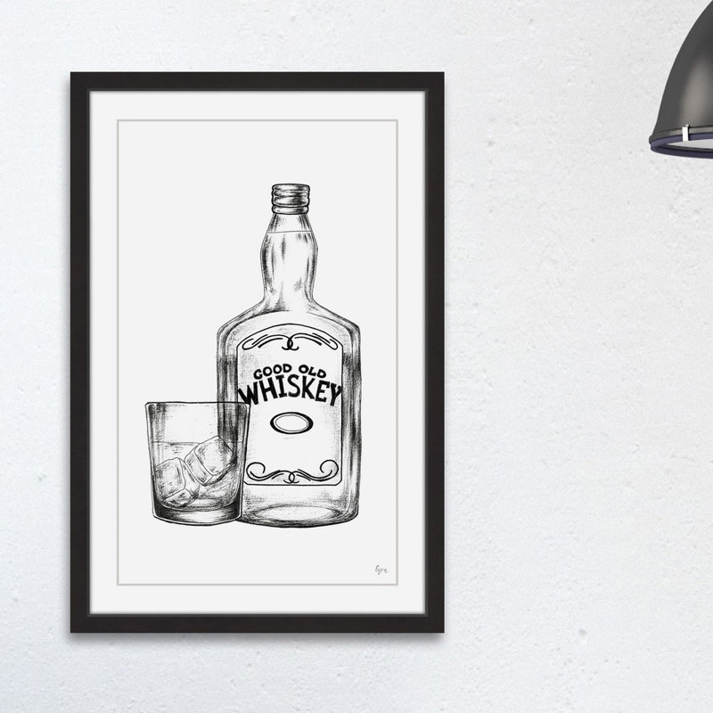 «Good Old Whiskey II» par Eyre Tarney - reproduction de cadre photo, H 30 po x l 20 po x P 1,5 po