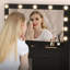 Coiffeuse noire avec grand miroir, 5 tiroirs, coiffeuse éclairée pour filles