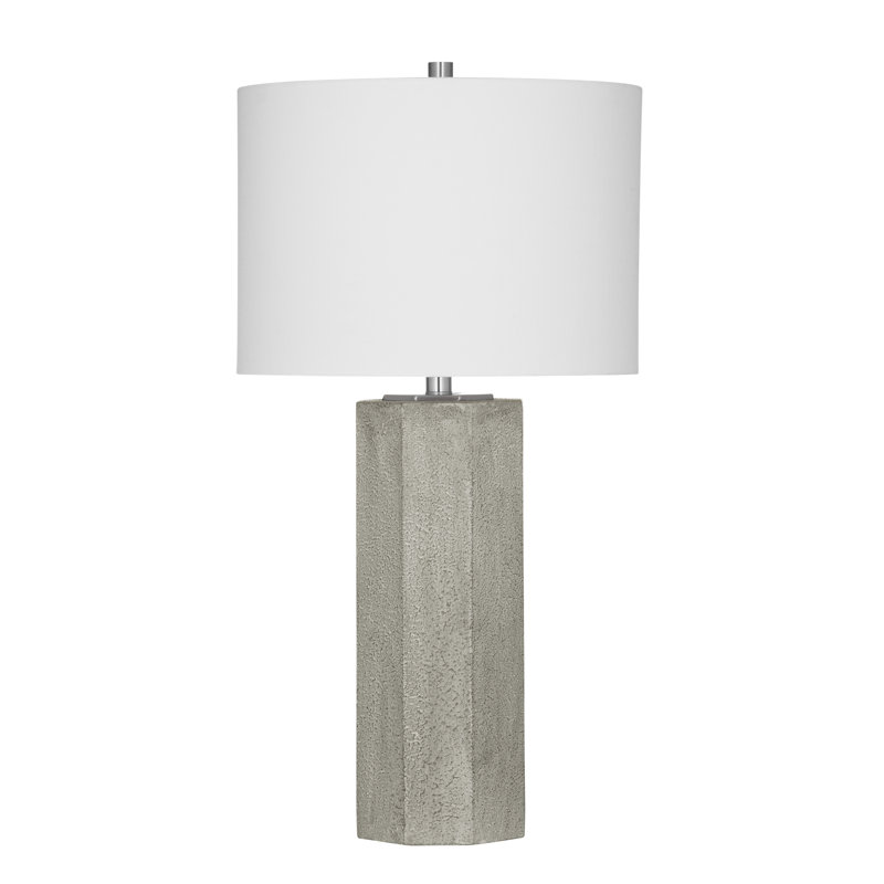 Lampe de table Luna avec base en ciment gris et abat-jour tambour industriel chic