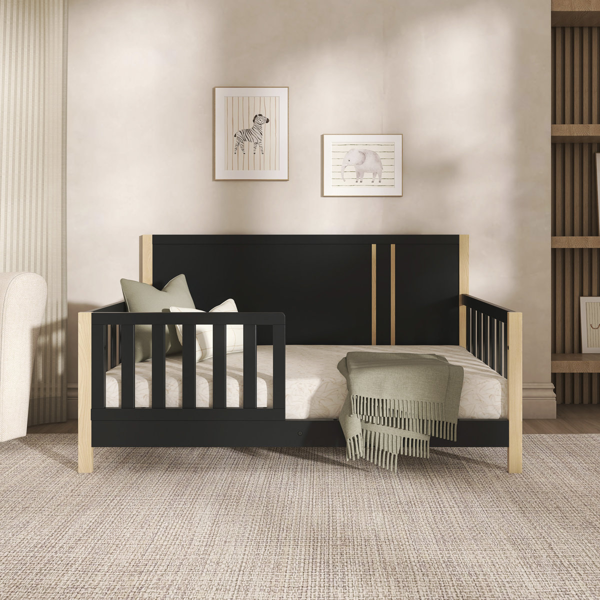 Ebern Designs Soho Toddler Bed In Matte Black Vintage, Jpma ...