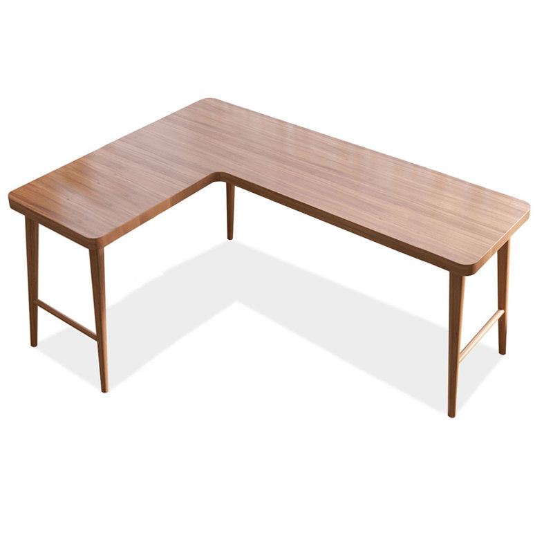Bureau brun en bois massif en forme de L, H 29,53 po x l 78,74 po x P 21,65 po, Orienté à gauche (vu de face)
