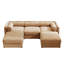 Élégant canapé en chenille avec siège de rangement et repose-pieds, dossier cylindrique en forme de U à 3 places et accoudoirs, canapé contemporain en tissu à 3 places avec compartiment de rangement caché-460694494-460694493