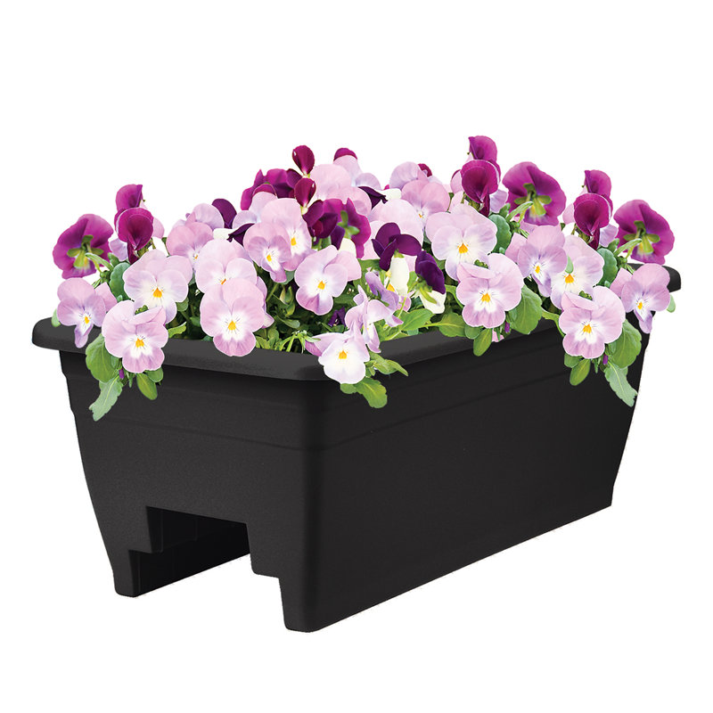 The  Deck Railing Planter Box with Removable Drain Plugs, 24", Black