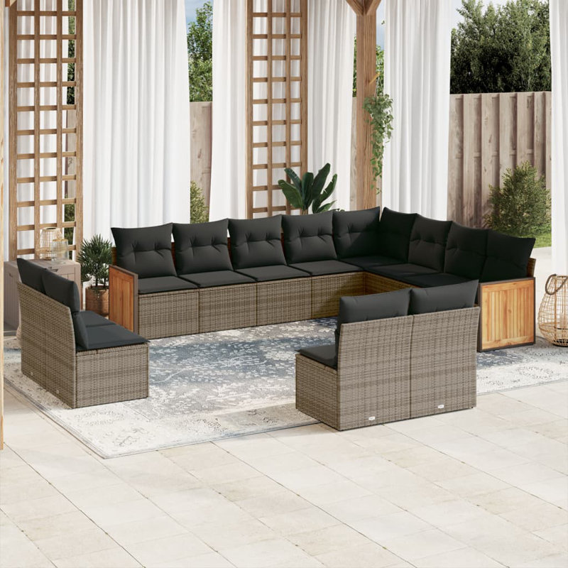 Vidaxl Garden Sofa Set Grey, Dark Grey