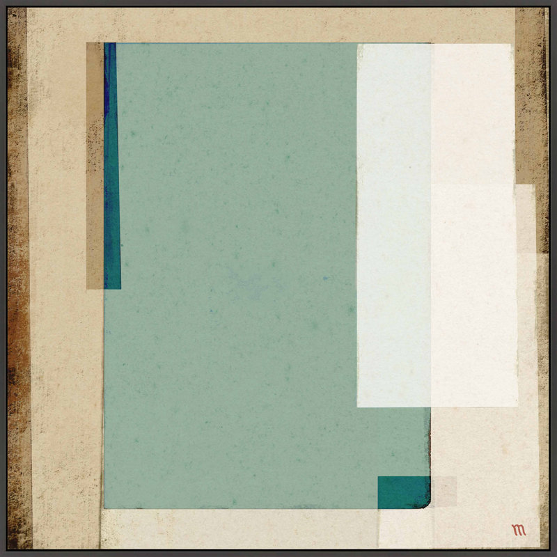 City Scape aqua 1 by Marco Marella for Studio M - Framed Wall Art, 16" H x 16" W, Framed Print Canvas without Mat, Black
