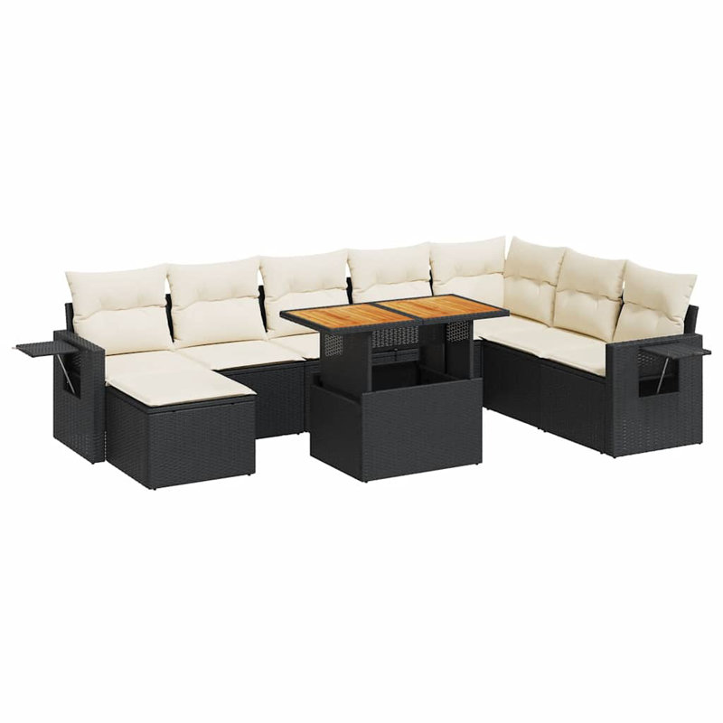 Ensemble de canapé de jardin en rotin PE noir 9 pièces Vidaxl