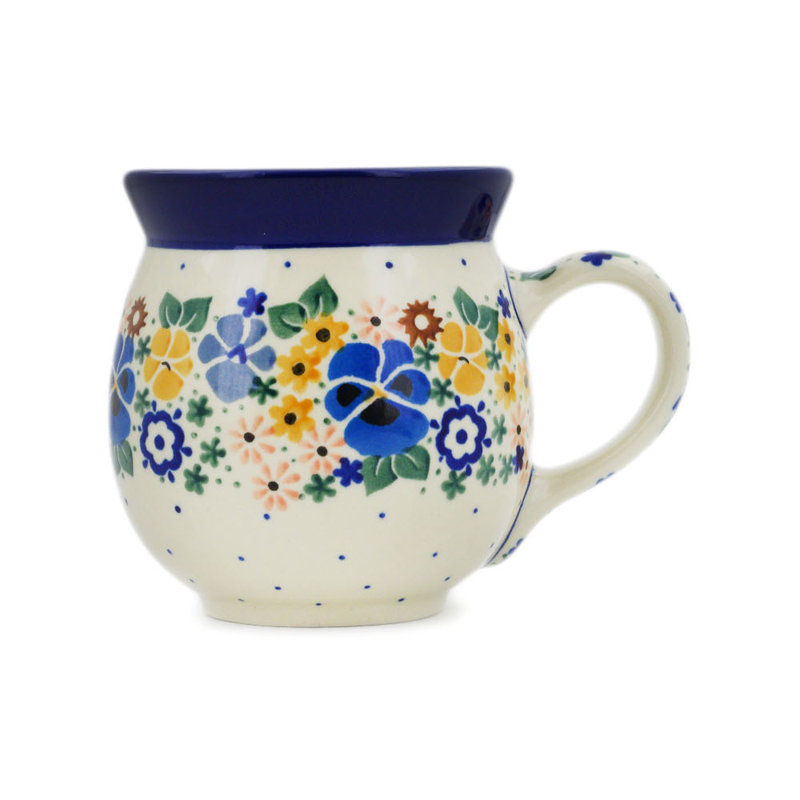Tasse à bulles en grès poli 16 oz - Pansy Wreath