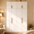 Penderie de 63 po de largeur avec armoire supérieure, 2 tringles de suspension et 5 tablettes intérieures pour le rangement de la chambre à coucher