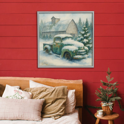 Nostalgic Winter Farm Truck Framed Giclee, design by Antony Smith