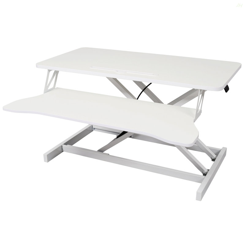 Bureau pour ordinateur portable à hauteur ajustable, station de travail assis-debout réglable avec plateau pour clavier, blanc