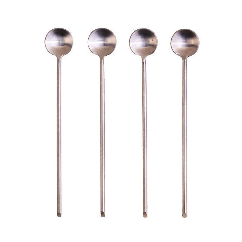 Thin Stainless Long Spoons, Set of 4