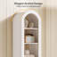 Bibliothèque étroite blanche arquée | Bois d'ingénierie de haute qualité avec finition blanc mat | Présentoir et rangement multifonctionnel pour le salon ou le vestibule