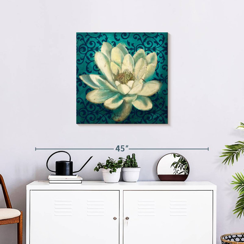 Harnek Water Lily On Teal, 24" H x 24" W