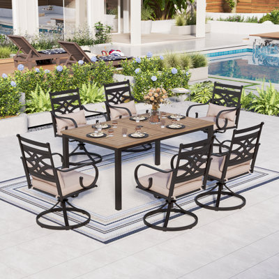 Aletse 6 - Person Patio Dining Set with Rectangular Table , Cushions Included