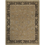 Hand Knotted Oriental Area Rug in Black/Gold/Gray