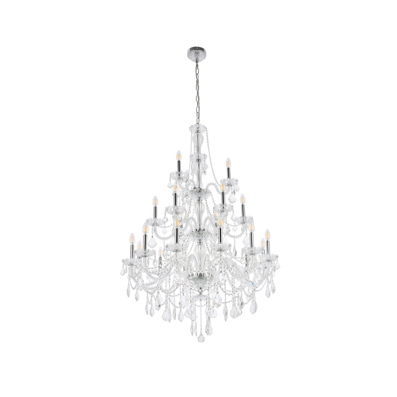 Lesli - Light Candle Style Tiered Chandelier, Chrome, 12