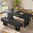 47.24" Black Dining Table Bench, Modern Wooden Bench