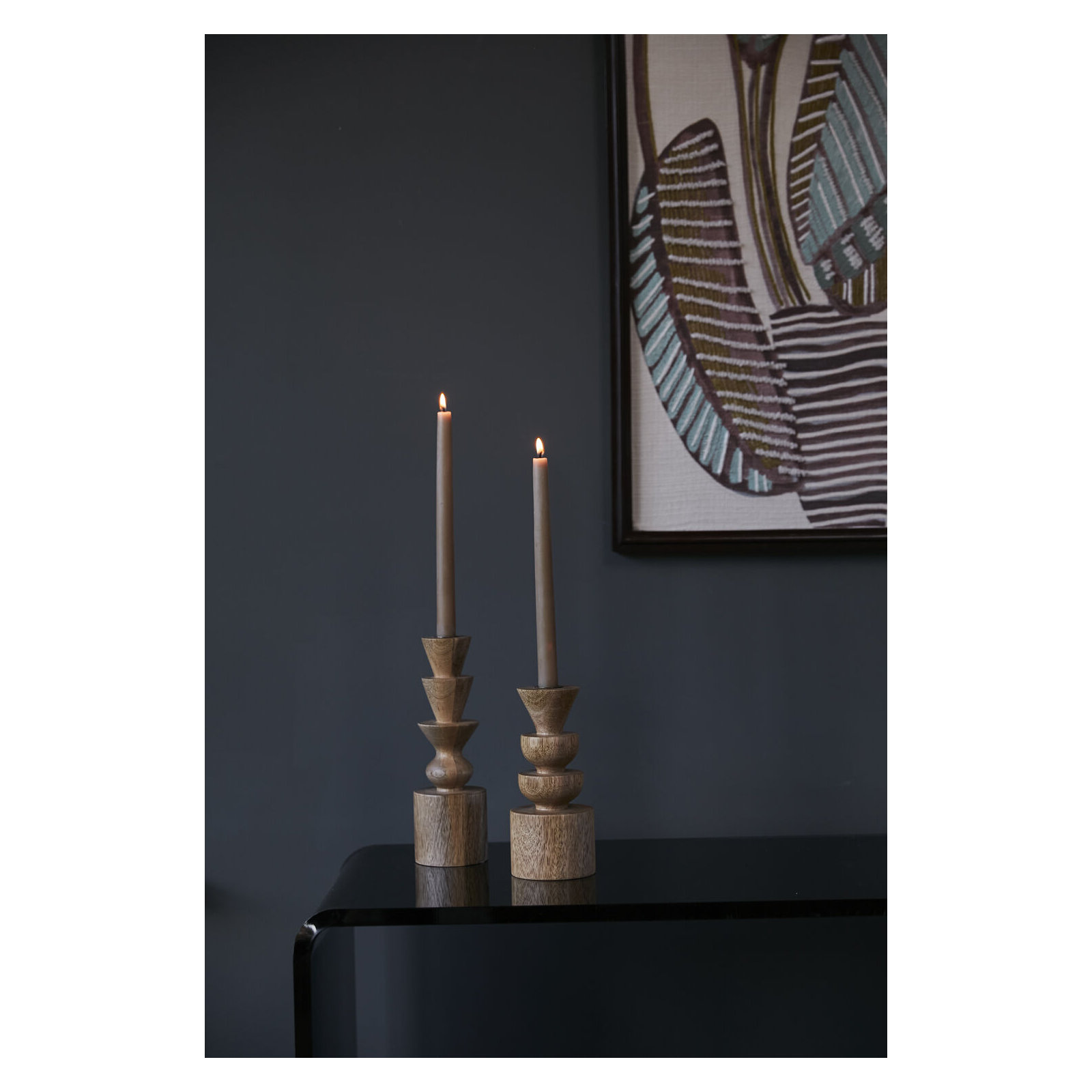 Daila 7.75" Wood Tabletop Candlestick, 7.75" H x 3.5" W x 3.5" D