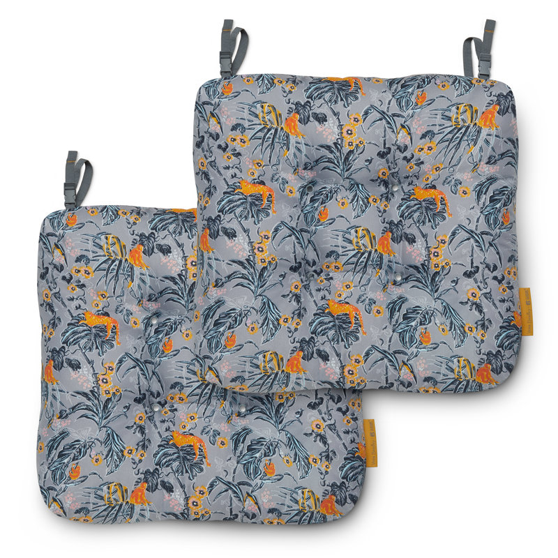 Coussins de chaise de patio résistants à l'eau Vera Bradley par Classic Accessories, Gris forêt tropicale