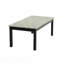 Ensemble de tables basses 3 pièces 1 table basse et 2 tables de bout avec plateau en faux marbre blanc et pieds noirs