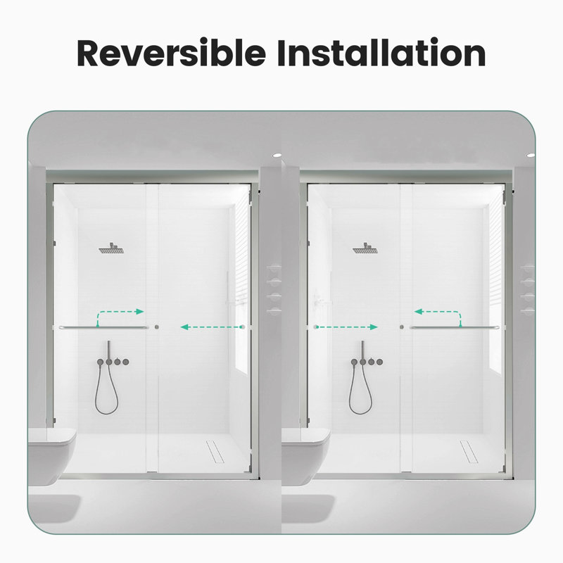 44"-48"W*72" H Semi-Frameless Double Sliding Shower Door, Bypass Shower Door, 1/4" (6Mm) Thick Sgcc Tempered Glass Door