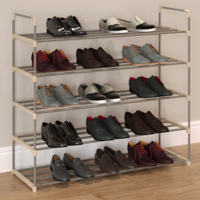 Free Standing Shoe Racks –Two 5-Tier His and Hers Shoe Organizer Shelves for Closet or Entryway - Holds 60 Pairs Total by Home-Complete