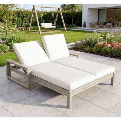Outdoor Double Lounge Chair with 5-Position Adjustable Backrest