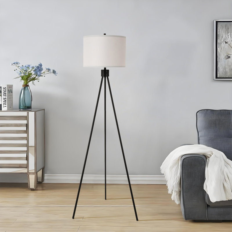 156Cm Matte Black Tripod Floor Lamp