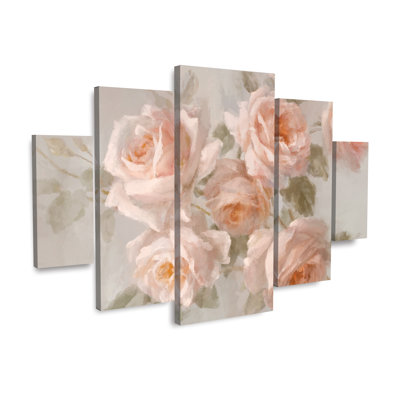 Ensemble de 5 panneaux d'art mural - Danhui Nai «A Sprig of Roses I», art mural sur toile pour le salon, la chambre à coucher ou le bureau par Trademark Fine Art