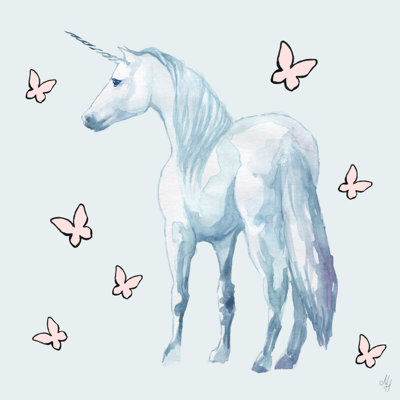 Critchlow Butterfly Unicorn 1 Piece Wall Art on Canvas