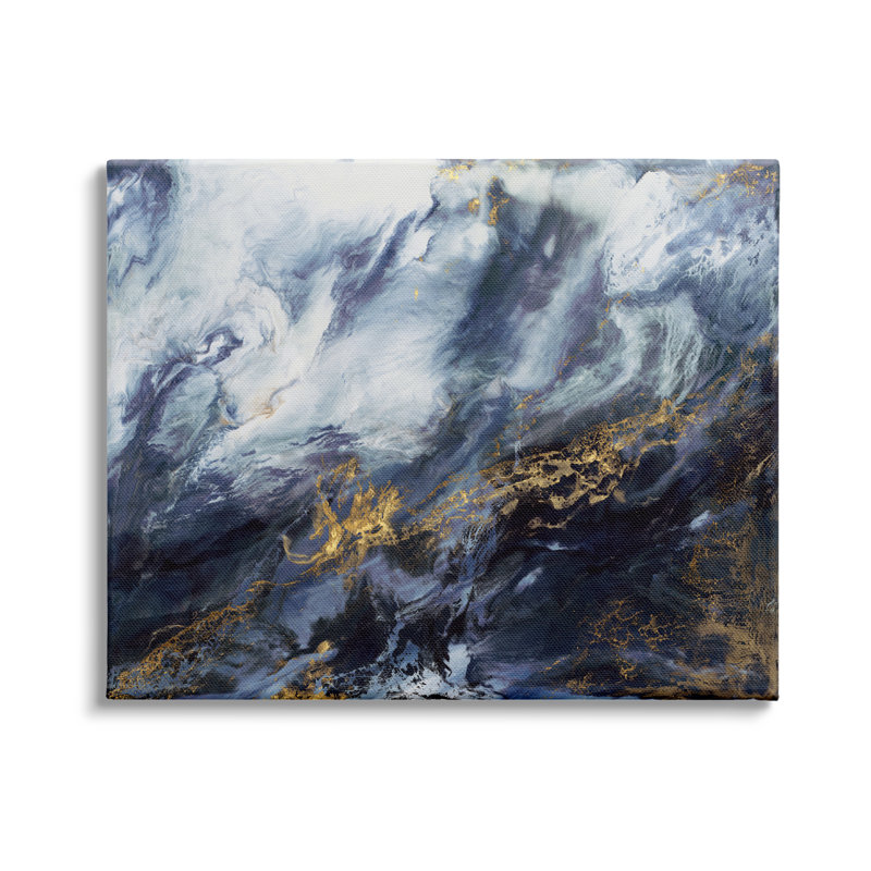 «Busy Blue Ocean Water Abstraction Chaotic Wave» par Corrie Lavelle - Peinture, Toile tendue, H 16 po x l 20 po x P 1,5 po