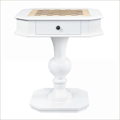 Table de jeu avec échecs réversible / damier / plateau de backgammon et amp; 2 tiroirs | Blanc | Bois synthétique