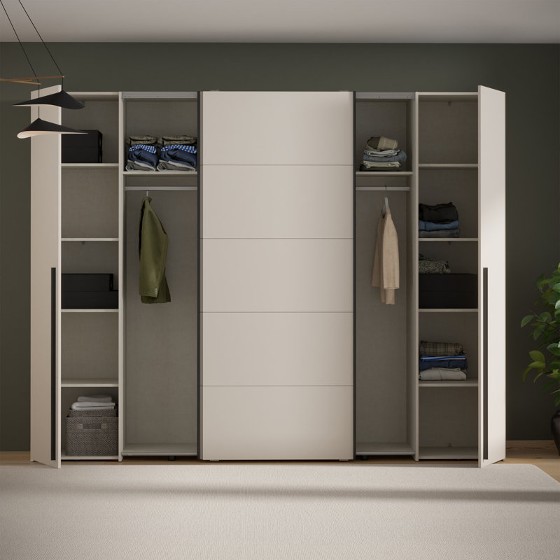 Debarr 4 Door Manufactured Wood Wardrobe, Cashmere (Beige), 210.5cm H x 270.3cm W x 61.2cm D