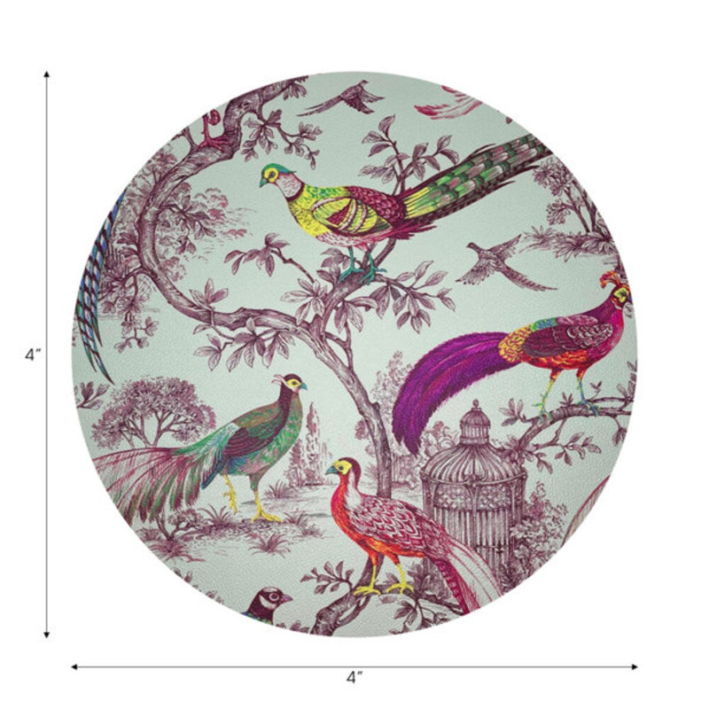 Sous-verres ronds en cuir végétal, Prairie