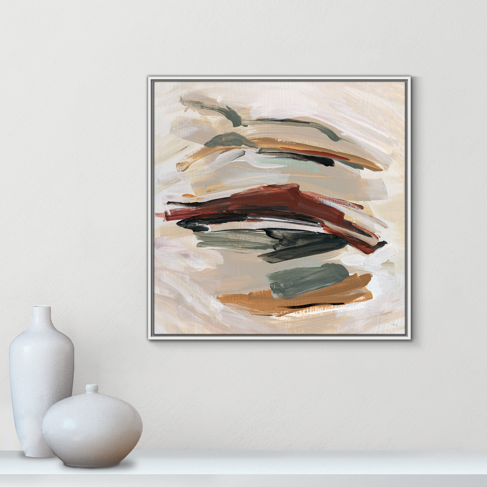 Carmina "Spring Shadows" Painting by Susan Jill, 31.5" H x 31.5" W, White