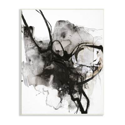 Stupell Industries Ink Splatter Abstraction Chaotic Busy Movement Black Brown Black Framed Giclee Texturized Art By Des In Wall Plaque
