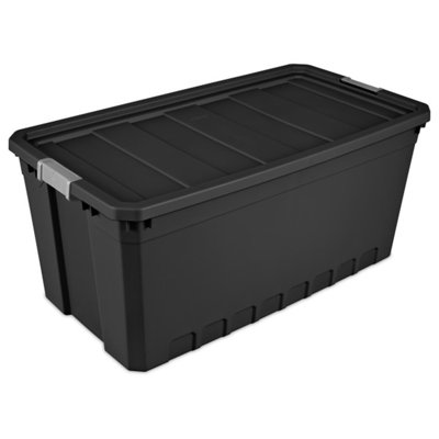 Sterilite 50 Gal Rugged Industrial Stackable Storage Tote w/ Lid, 9 Pack
