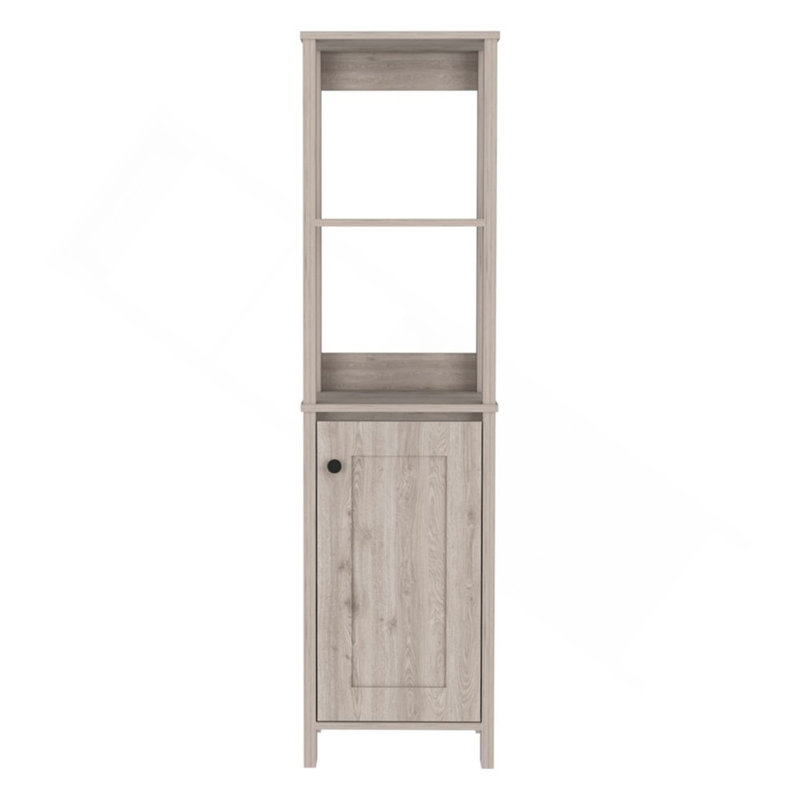 St. Clair Linen Cabinet, Two Interior  Shelves, Two Open Shelves, Single Door, Gray