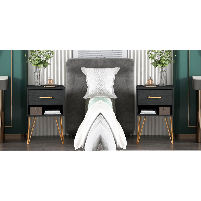Olton 15.7'' W Nightstand, Black