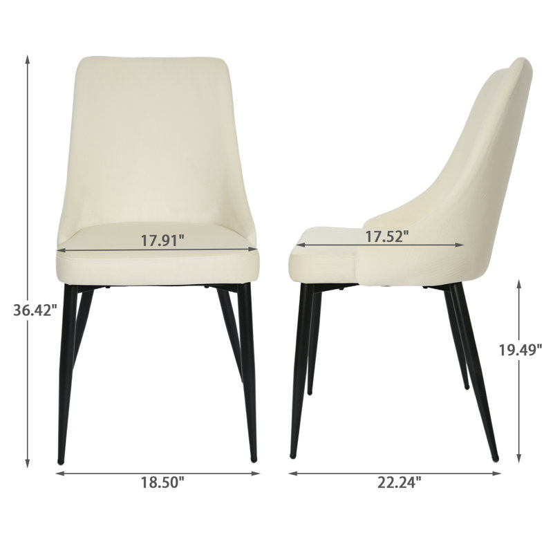 Ensemble de 2 chaises d'appoint en velours à dossier haut George Oliver
