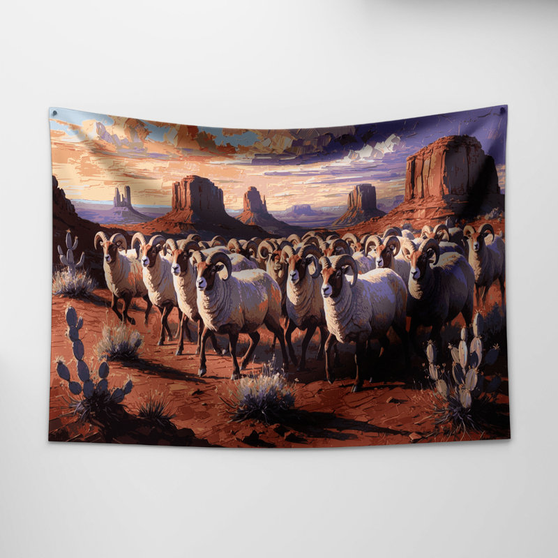 Tapisserie murale Southwestern Animals Sheep 49, 51 po x 60 po