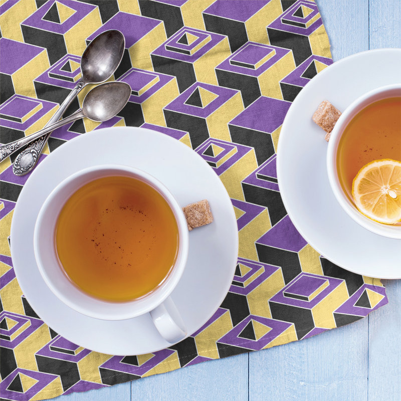 Patricia Geoffrey Tea Towel Kitchen Towel, Purple/Ivory, Cotton Twill