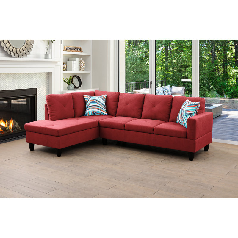 Canapé modulaire 2 pièces Lorenzina, Face à la gauche, Tissu rouge
